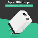 3 Ports USB Travel Wall Charger 5V 2A Fast Charging Charger US Plug (Black)