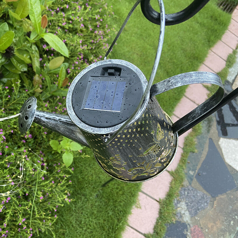 Solar Watering Can Projector Lights Outdoor Garden Yard Art Kettle Lamp (B)