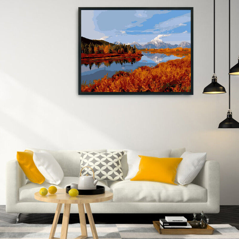 DIY Digital Painting By Numbers Landscape Picture Frameless Wall Art Room Decor