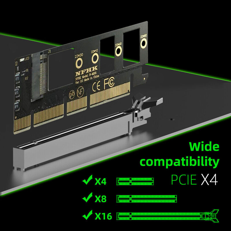 M.2 NVME SSD to PCIE X4 Adapter PCIE X16/X8/X4 Support M-Key M.2 NVME Card