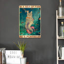 Retro Mermaid Cat Metal Plate Painting for Bar Pub Tin Plaques Wall Sign