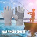 Summer Half Finger Gloves Breathable Anti-Slip Outdoor Sport Mitten (Grey)