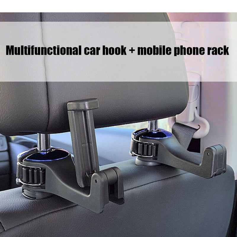 Universal 2 in 1 Car Seat Headrest Hook Phone Holder Back Seat Organizer Ha