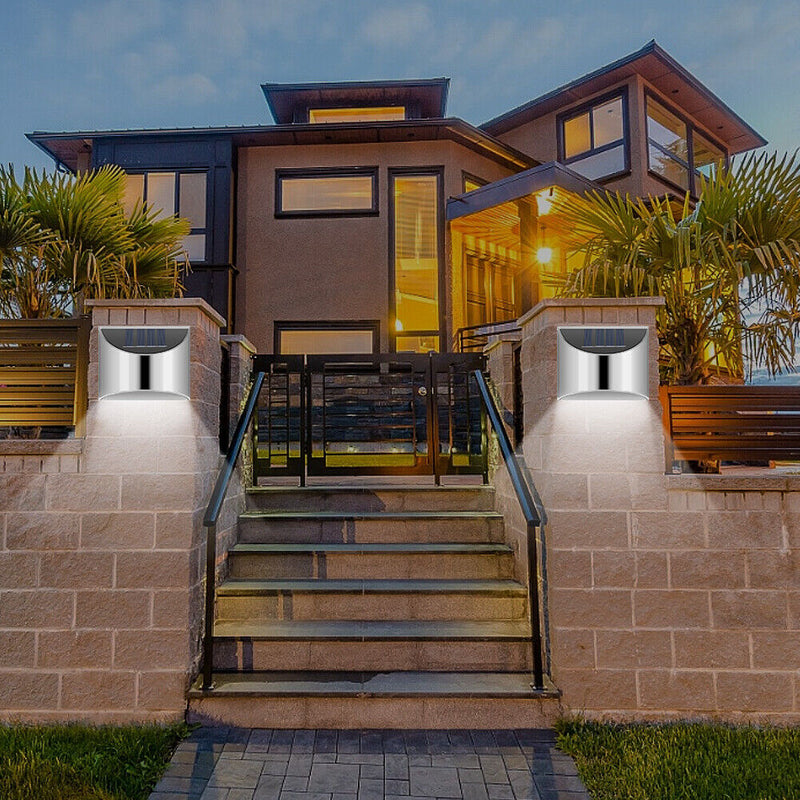 Cold White 4 LED Solar Lights Waterproof Wall Stair Lamp for Security