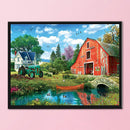 Full Embroidery DIY Canvas Stamped 11CT Cross Stitch Farm View Kit Ornament