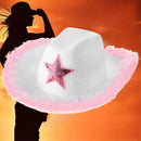 Pentagram Cowboy Hat Pink Tiara Cowgirl Western Style Felt Hat Cowboy Cap_