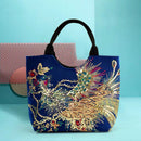 Ethnic Women Peafowl Embroidery Shoulder Bag Canvas Large Handbag Crossbody Bags