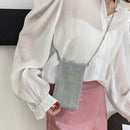 Fashion Women Rhinestone Solid Color Chain Glitter Mini Shoulder Messenger Bag