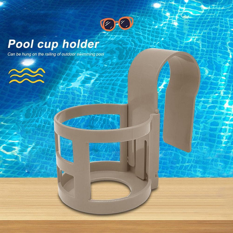 Water Cup Hanging Holder Hook for Above Swimming Pool Side Shelf (Grey)