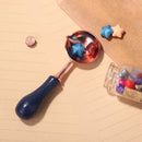 Sealing Stamp Wax Spoon Wood Handle Seal Bead Furnace Stove Pot (Dark Blue)