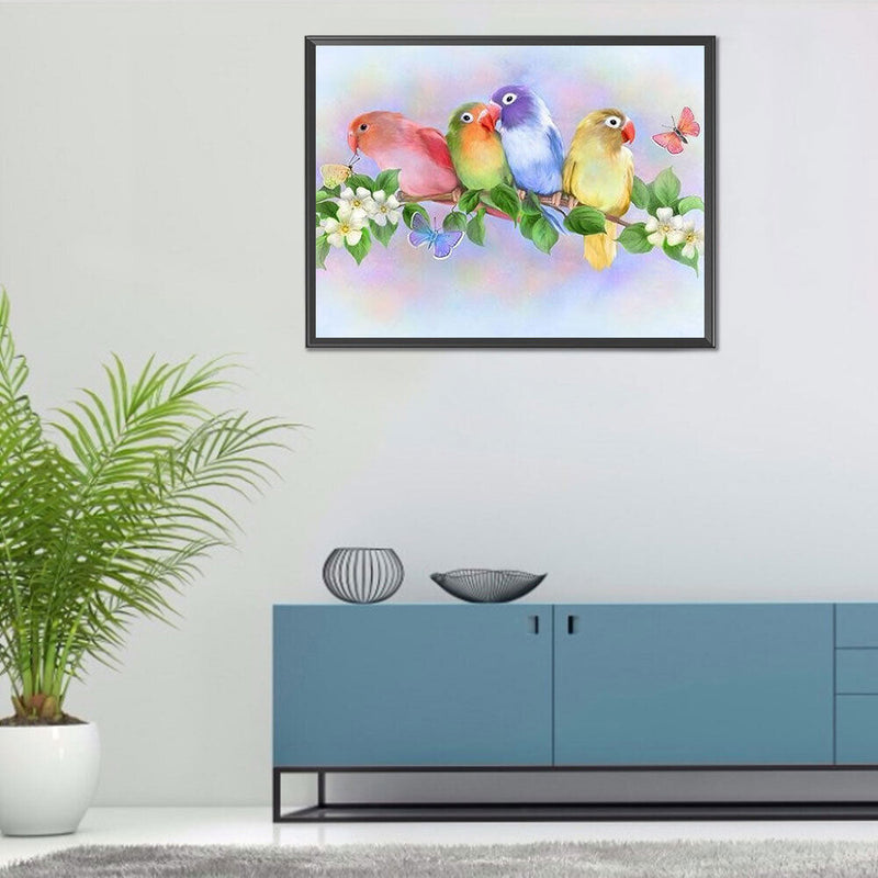 Colorful Parrot Oil Paint By Numbers Kits Canvas Picture Wall Art DIY Craft
