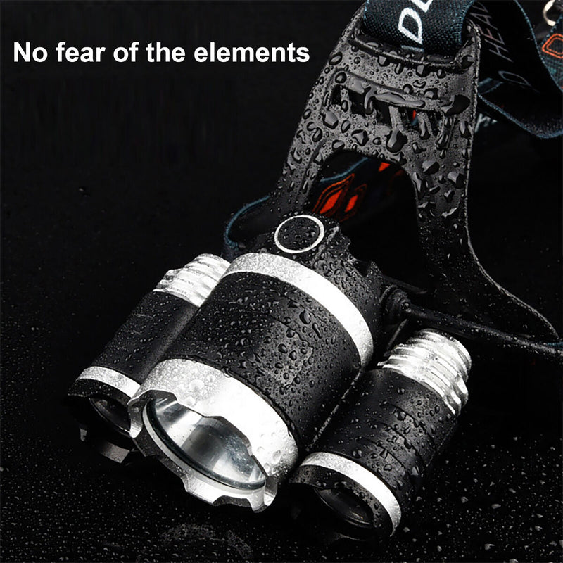 LED Headlamp Flashlight T6 3 Lights 800LM Waterproof Outdoor Camping Headli