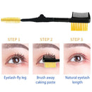 Double-ended Eyebrow Brush Eyelash Brush Comb and Round Comb Teeth (Yellow)