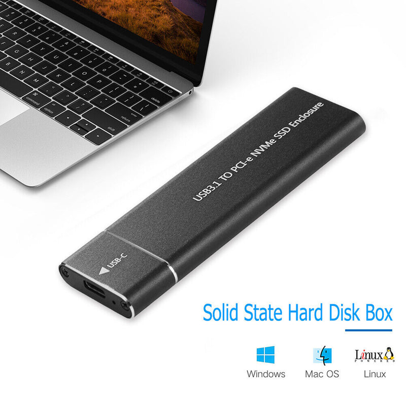 USB Type-C M.2 NVMe SSD Enclosure M-Key PCI-E Case (Black USB-C to USB-C)