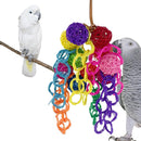 Pet Bird Toys Leather Rope Colorful Rattan Balls Strings Parrot Chew Toys