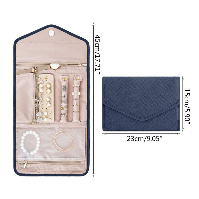 Jewelry Storage Bag Foldable Jewelry Case Durable Polyester Bag (Dark Blue)
