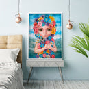 5D DIY Full Round Drill Diamond Painting Flower Girl Home Decor Art Craft