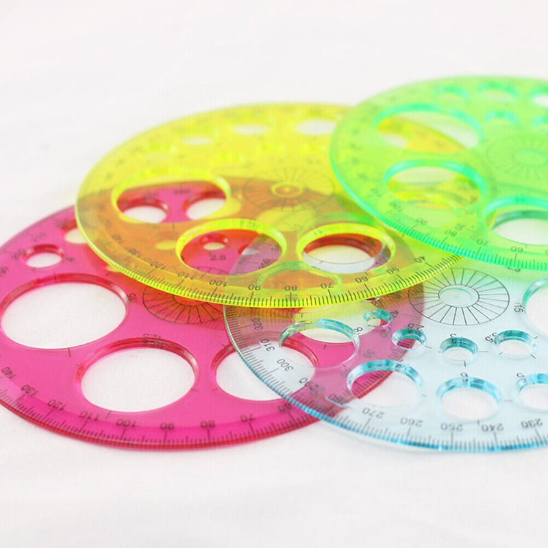 360 Degree Round Ruler Circle Office School Drafting Template Protractor Newly