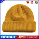 Unisex Winter Warm Knitted Beanie Windproof Brimless Round Caps (Yellow)