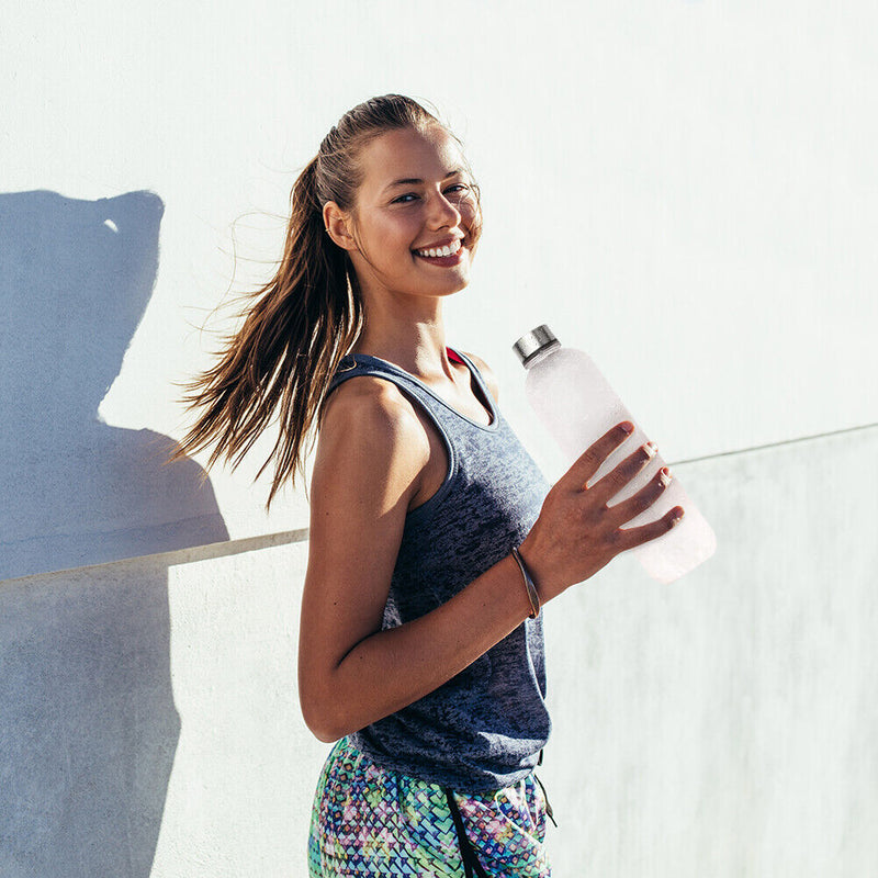 1L Large Capacity Water Bottle Portable Plastic Water Cup (White Frosted) Newly