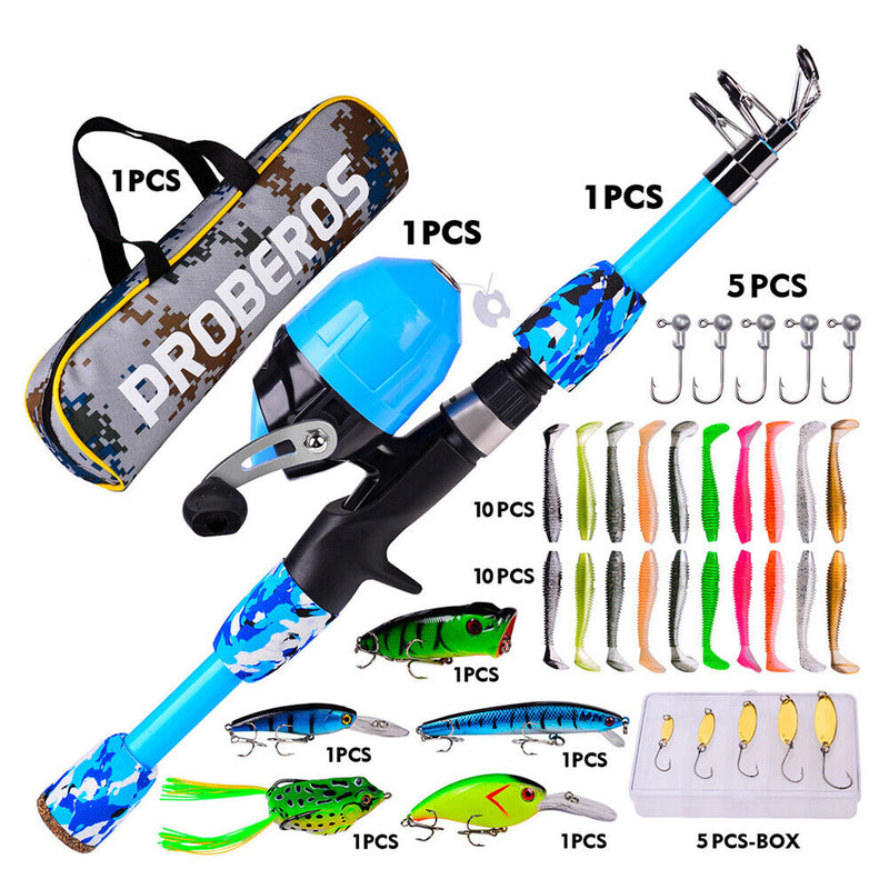 Kid Ice Fishing Rod Set Portable Mini Spinning Saltwater Travel Pole (1.8m)