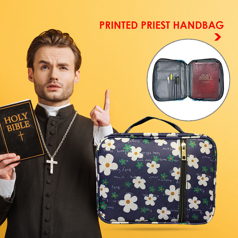Floral Print Oxford Cloth Bible Cover Zipper Travel Waterproof Makeup Organizer