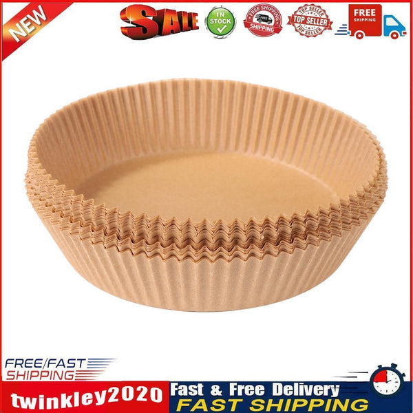 50pcs Non-Stick Air Fryer Paper Liner Baking Steamer Mats Paper (Brown) Newly