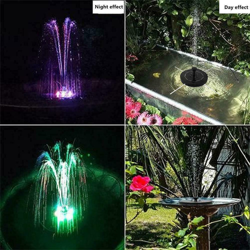 Solar Powered Floating Fountain Pump Water Feature.Birdbath Pool Pond LED R9D0