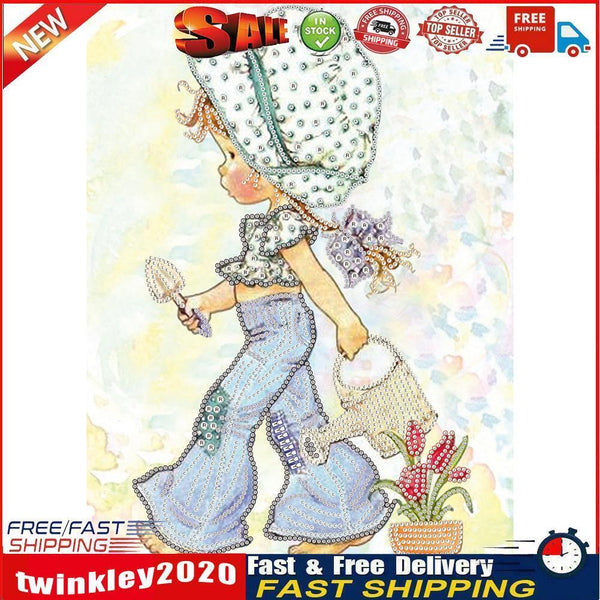 5D DIY Little Girl Partial Special Shape Drill Diamond Painting (YX369) Newly