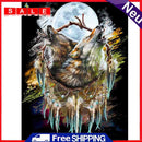 5D DIY Full Round Drill Diamond Paint Wolf Wind Chime Mosaic Rhinestone Drawing