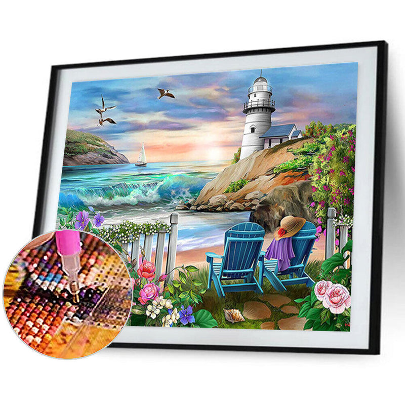 Seaside Lighthouse Diamond Painting Kits Full Square Drill Wall Art Decor (2)