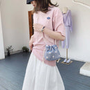 Daisy Flower Straw Weave Bucket Shoulder Bag Women Summer Crossbody Handbags