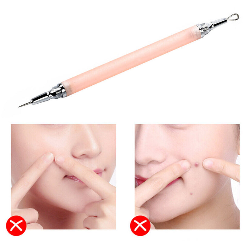 Portable Double-Head Face Blackhead Acne Remover Needle Pimple Blemish Extractor