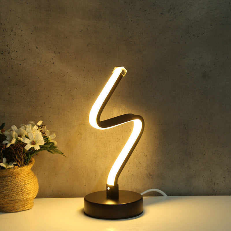 LED Spiral Shape Light Acrylic Table Lamp Bedroom Modern Decor (Warm UK) Newly