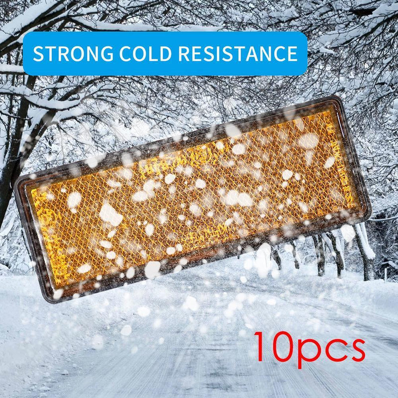 10pcs Orange Adhesive Reflectors Rectangular IP67 Waterproof for Truck Trailer