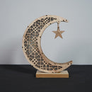 Eid Decor Wooden Ornament Moon LED Light EID Mubarak Light Night Lamp