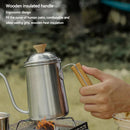 Drip Coffee Kettle Steel Long Mouth 650ml Wood Handle Camping G3 N8V3