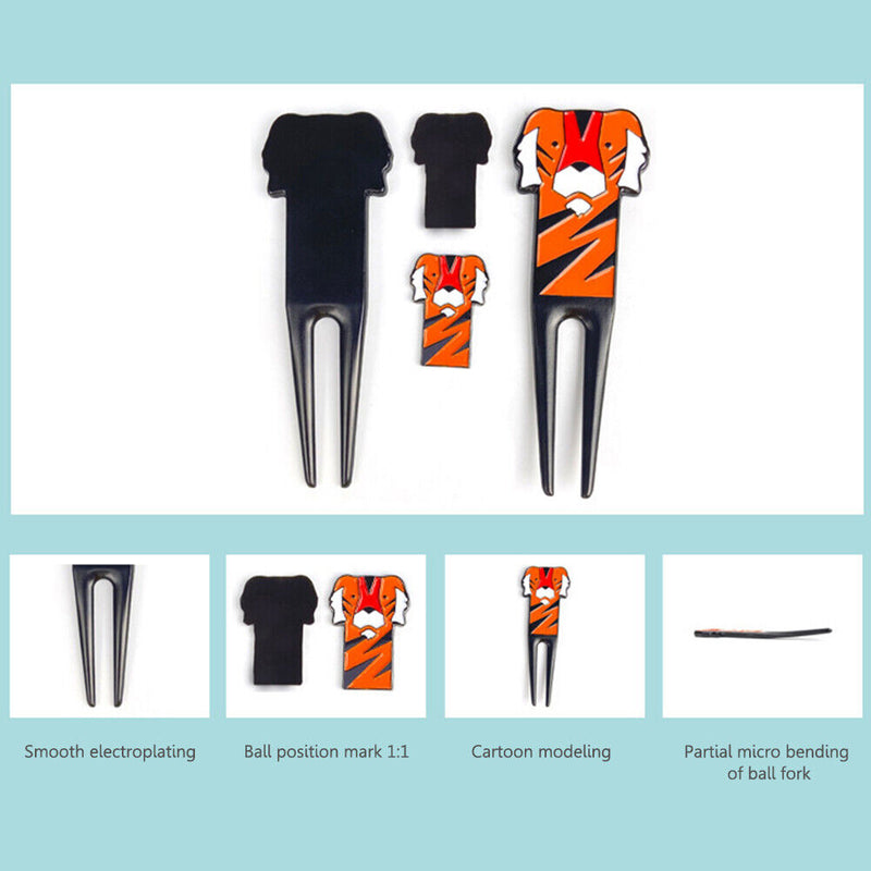 Golf Pitchfork Divot Repair Tool with Ball Marker Zinc Alloy for Husband Gi