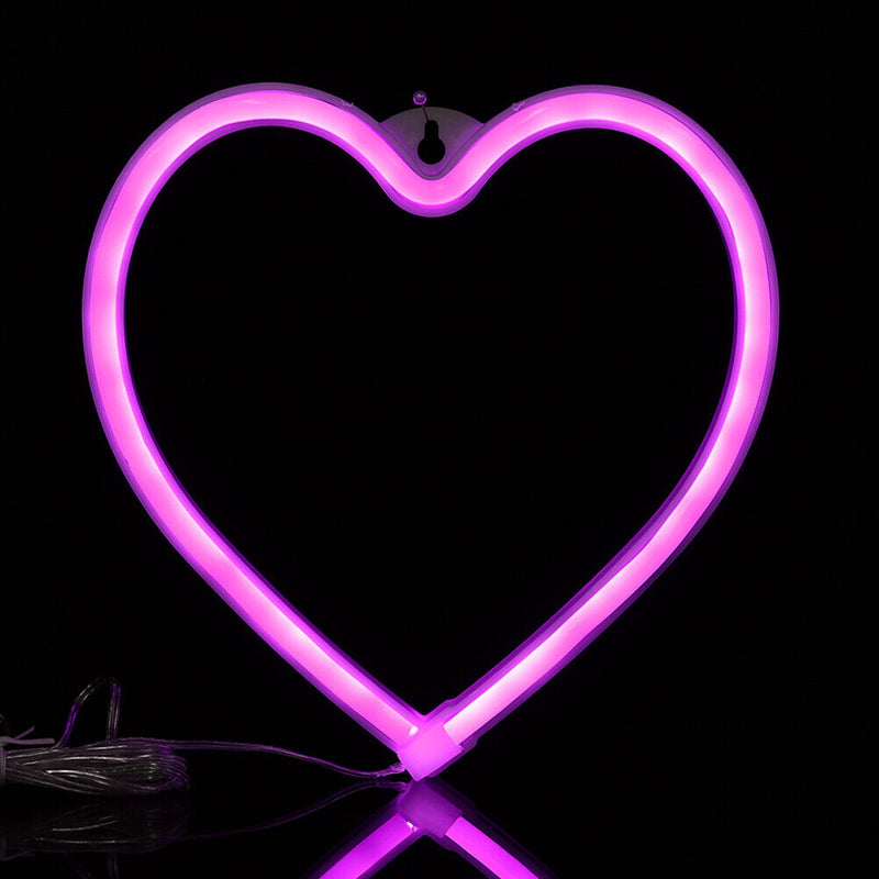 LED Neon Light Heart Sign Night Lamp Xmas Valentine Day Decor Gift (Pink)