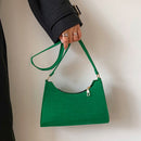 Women Felt Solid Color Shoulder Bag Casual Zipper Messenger Bag (Green)