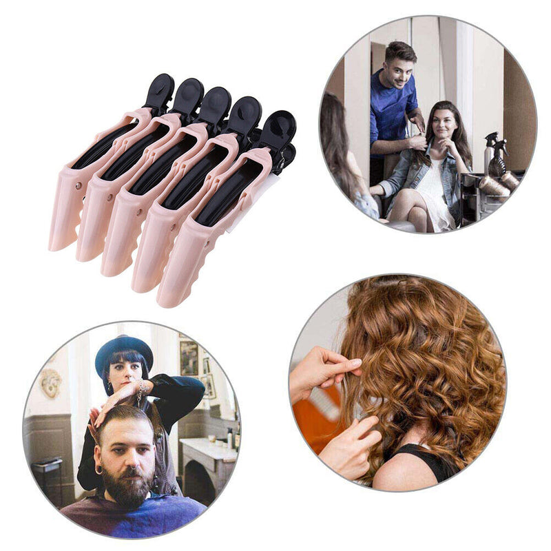 5pcs Sectioning Hair Clamps Alligator Clips Hair Grip Hairpin (Black Pink) Newly