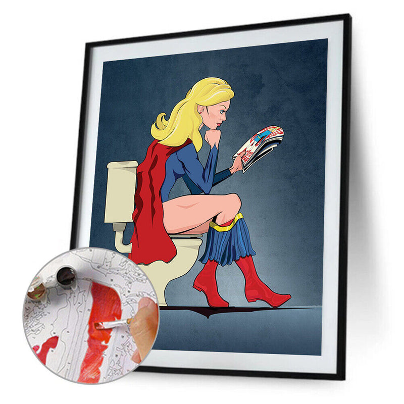 Superhero Oil Paint By Numbers Kit DIY Acrylic Painting on Canvas Frameless