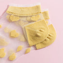Pure Heart Thin Ankle Socks Women Transparent Silk Short Socks (Yellow) Newly