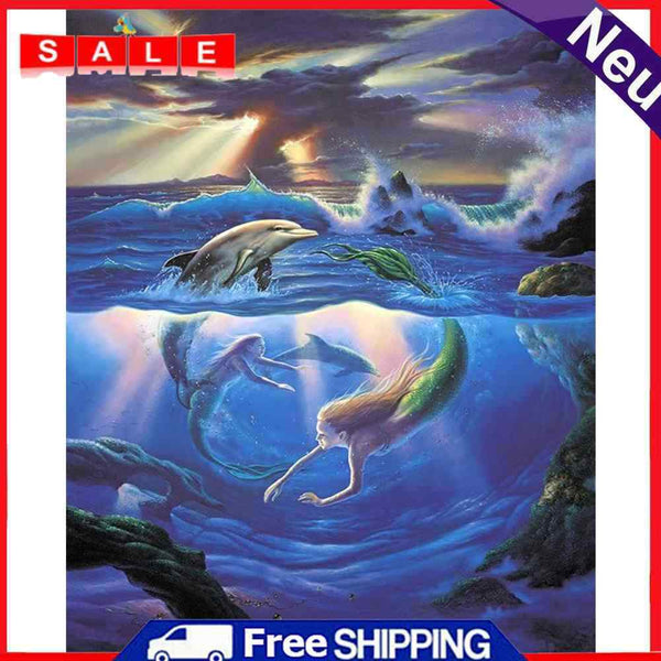 Mermaid Oil Paint By Numbers Hand Painted Frameless Painting Home Wall Ornament