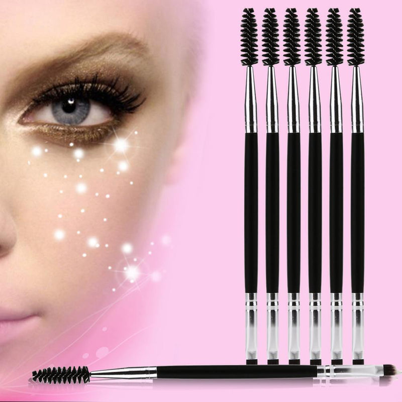 6pcs Double Ended Eyebrow Brush Eyelash Brush Wooden Handle Eye Makeup Tool