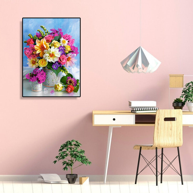 Painting By Numbers Kit DIY Colorful Flower Canvas Oil Art Picture Craft
