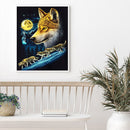5D DIY Full Drill Round Shape Wolves Rhinestone Diamond Drawing for Bedroom