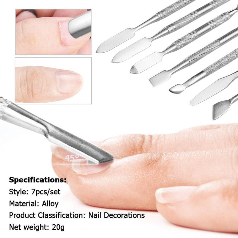 7pcs Nail Art Pusher Stick Manicure Cutter Cuticle Pusher Dead Skin Remover