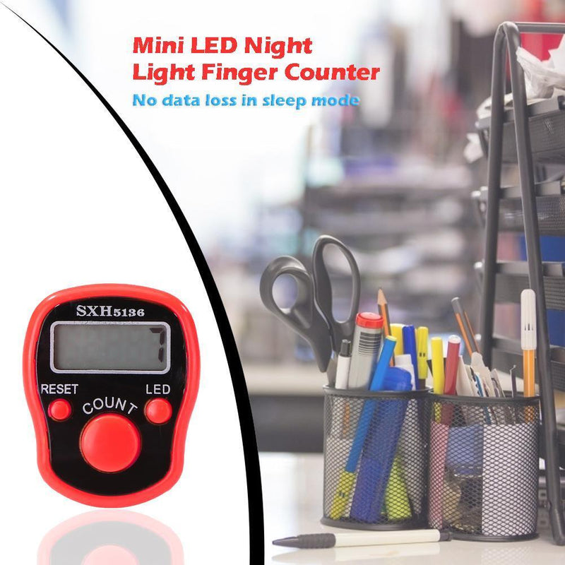LCD Display Finger Counter LED Luminous Electronic Tally Counter (Red)
