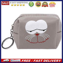 Leather Women Cute Cartoon Emotion Coin Holder Purses Mini Clutch (Grey)